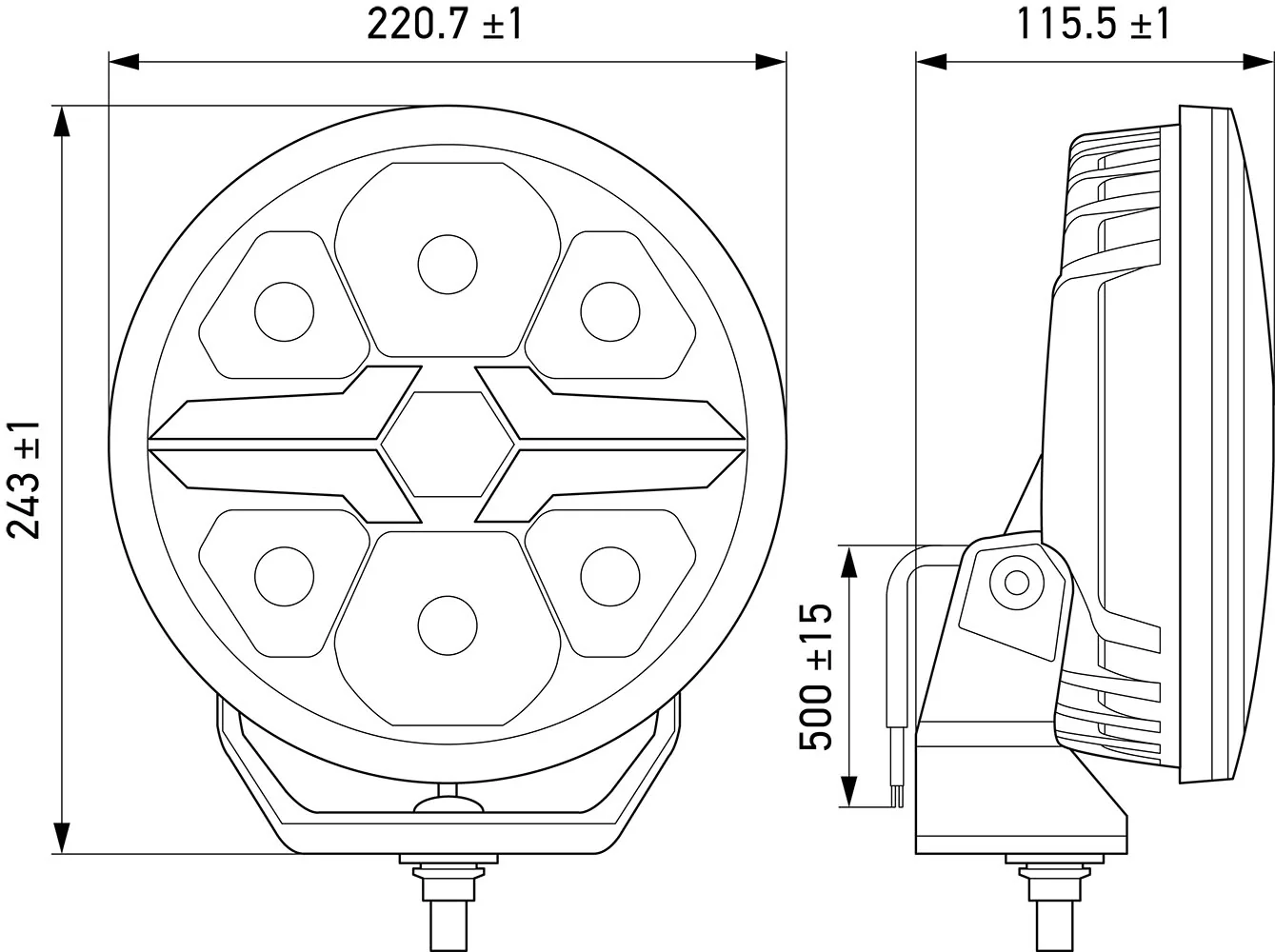 HELLA - 1FJ 357 199-031 - LED-Fernscheinwerfer, Blade Chrome 9", 12/24V, weiß/gelb (amber), 1550lm
