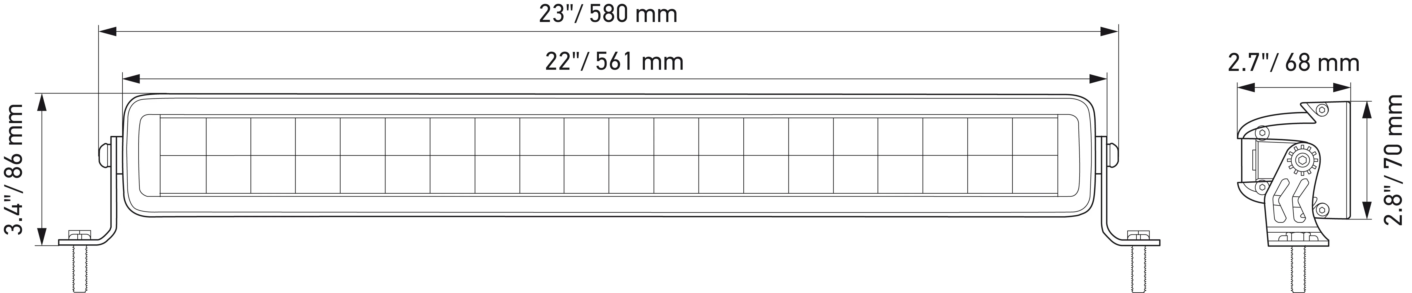 HELLA - 1FJ 358 176-401 - LED-Fernscheinwerfer, Black Magic Edgeless Lightbar 21.5", 12/24V, 11000lm