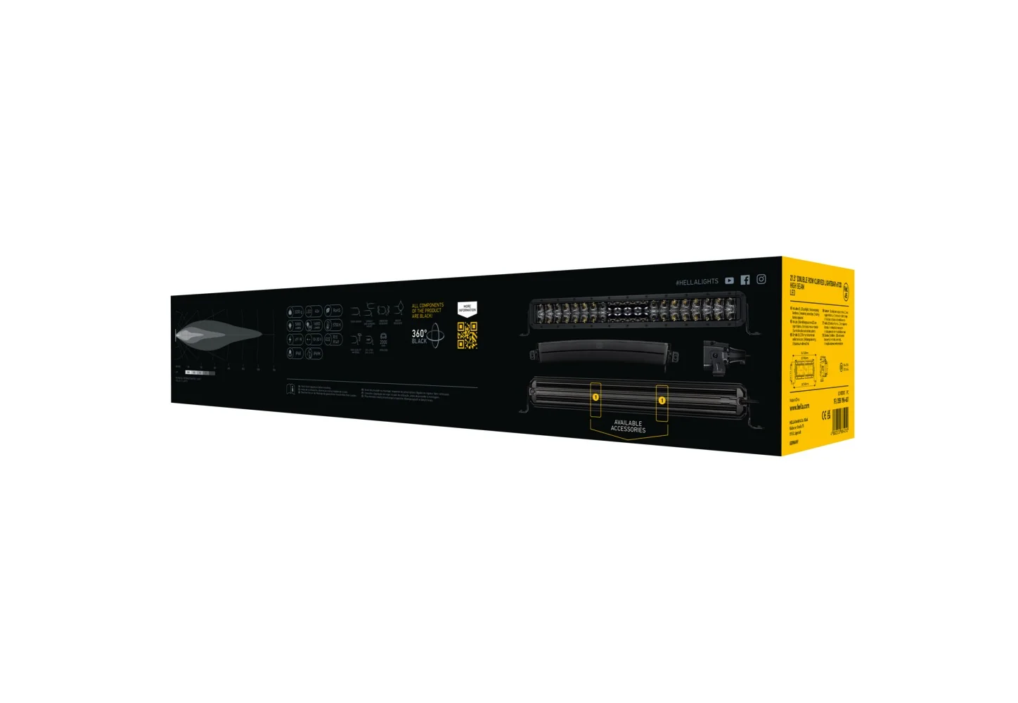 HELLA - 1FJ 358 196-601 - LED-Fernscheinwerfer, Black Magic Tough Lightbar 21.5", 12/24V, 5880lm