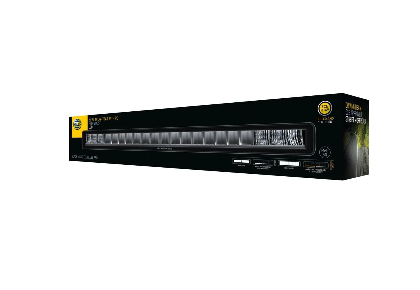 HELLA - 1FJ 358 236-001 - Lightbar, Black Magic Edgeless Pro, 12/24V, gelb (amber)/weiß, 3730lm