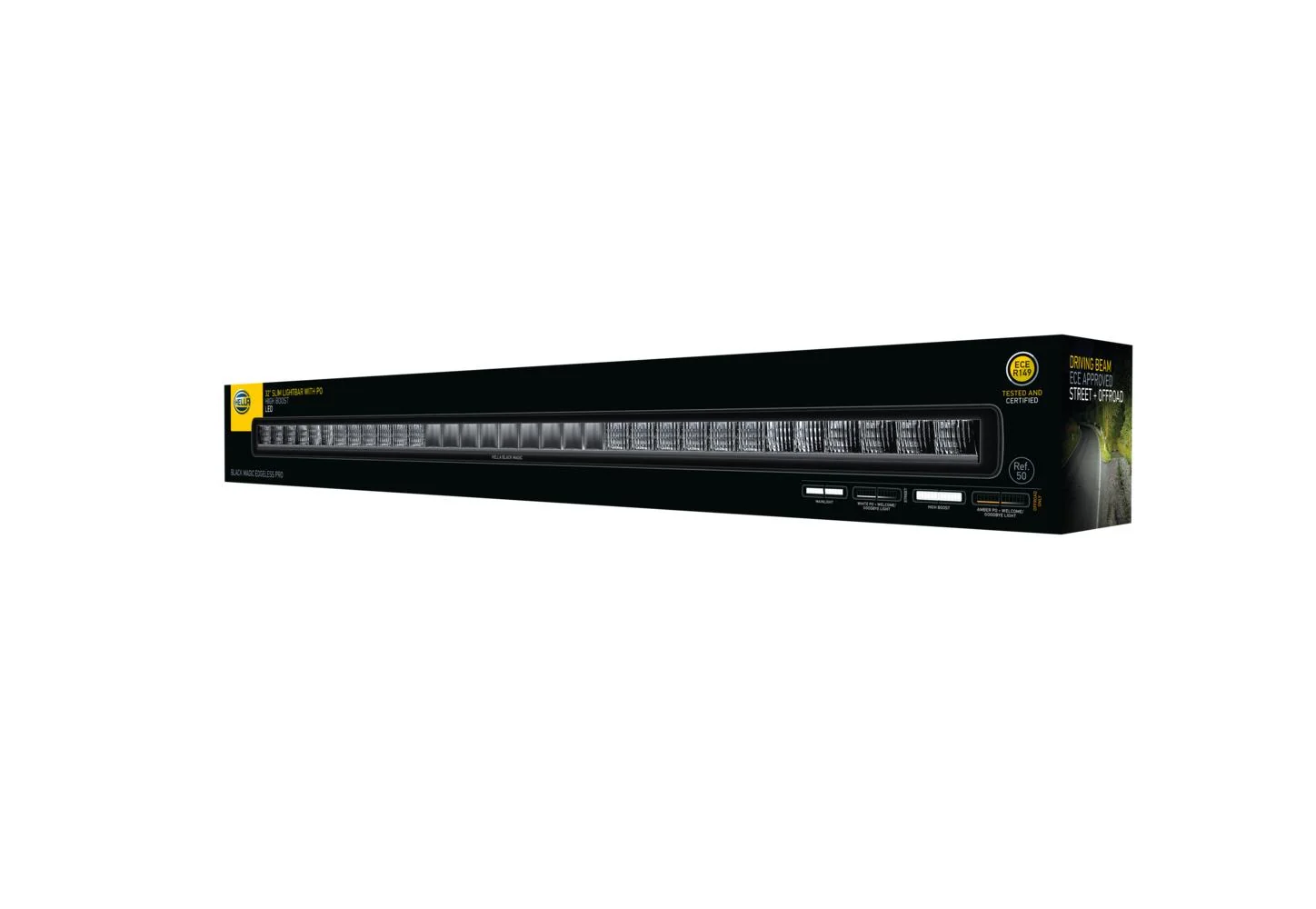 HELLA - 1FJ 358 236-011 - Lightbar, Black Magic Edgeless Pro, 12/24V, gelb (amber)/weiß, 5417lm