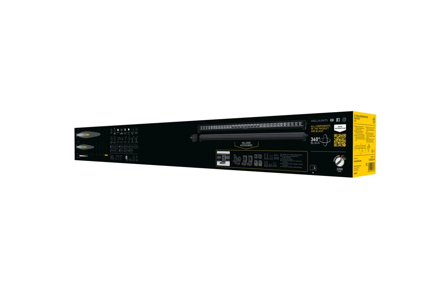 HELLA - 1FJ 358 236-011 - Lightbar, Black Magic Edgeless Pro, 12/24V, gelb (amber)/weiß, 5417lm