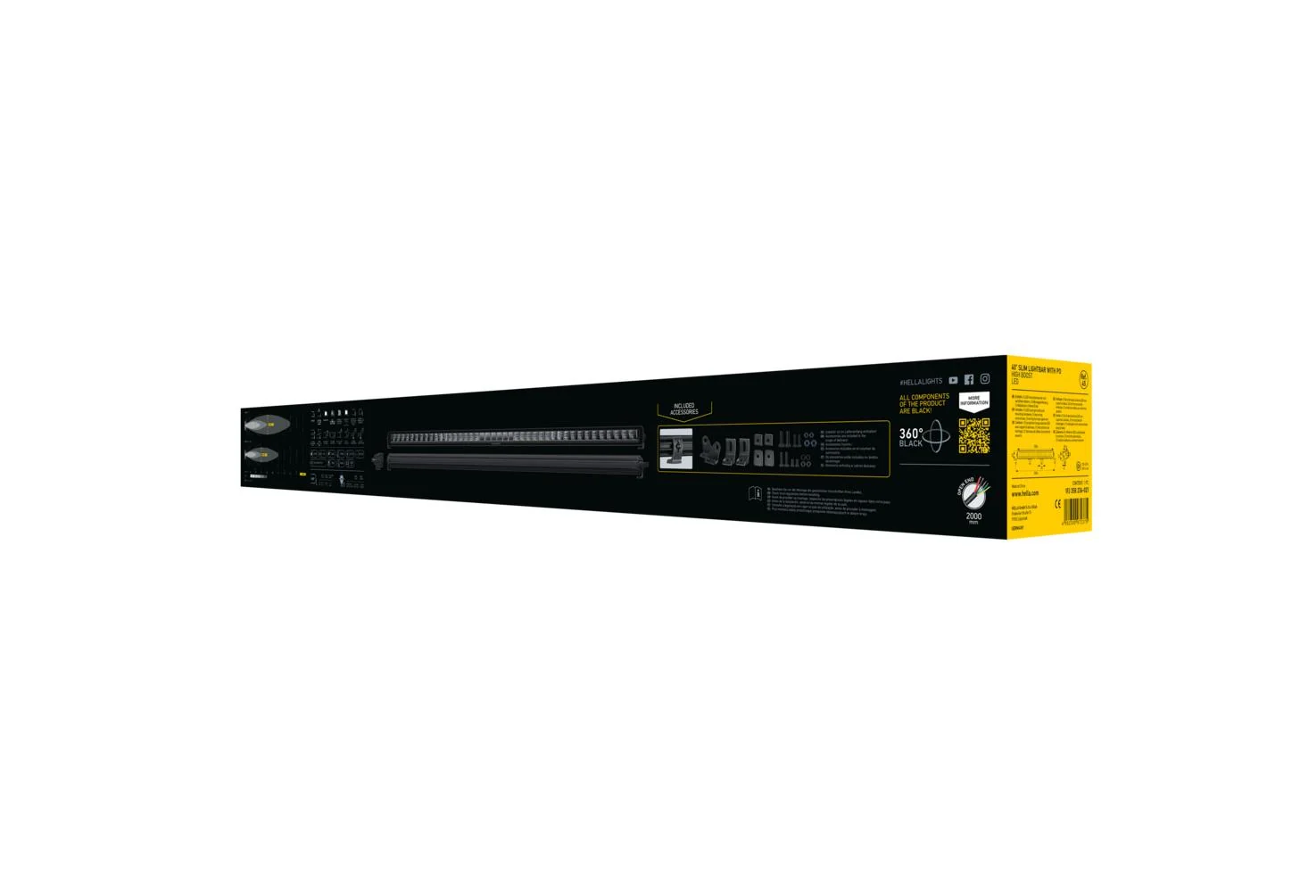 HELLA - 1FJ 358 236-021 - Lightbar, Black Magic Edgeless Pro, 12/24V, gelb (amber)/weiß, 6508lm