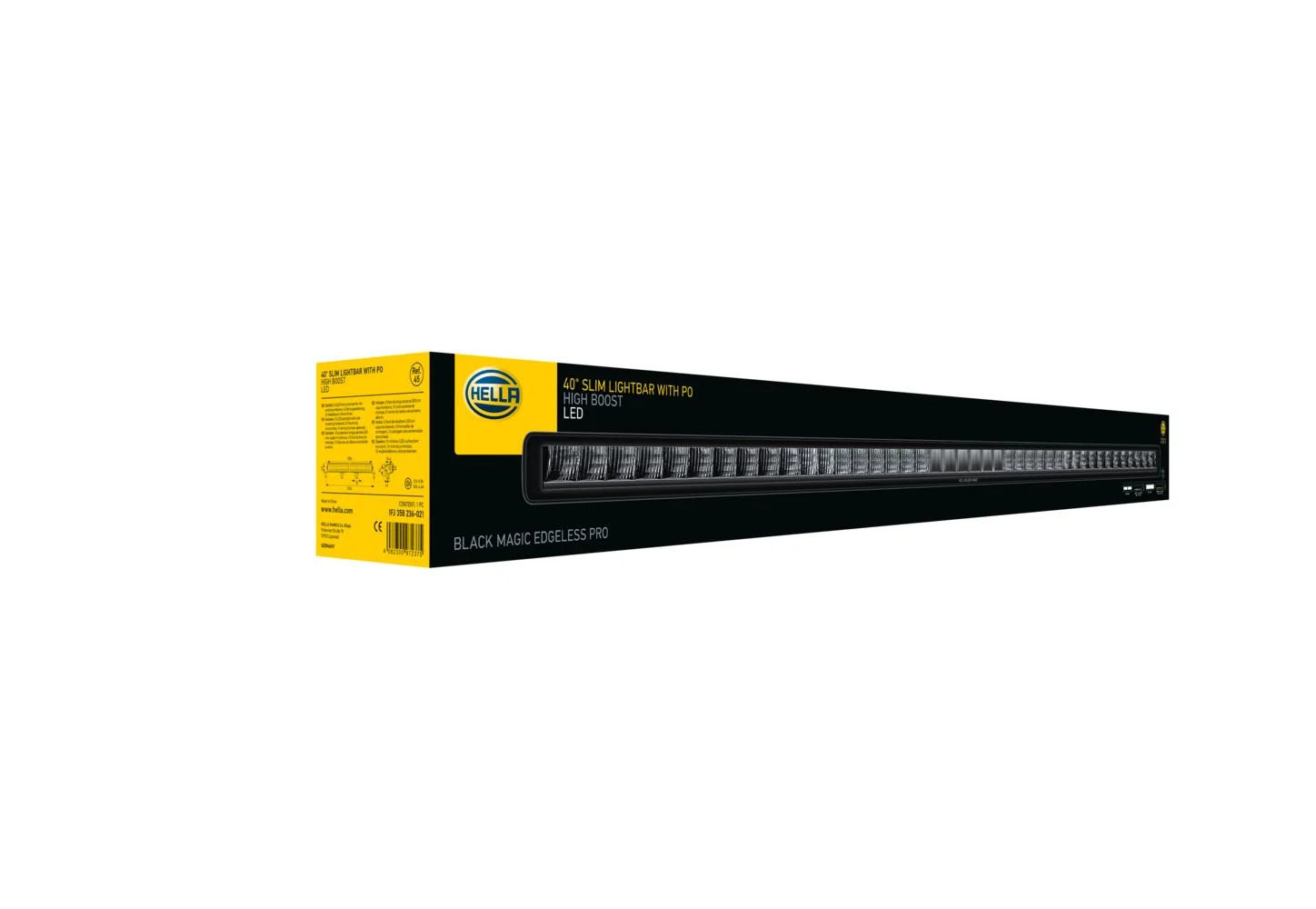 HELLA - 1FJ 358 236-021 - Lightbar, Black Magic Edgeless Pro, 12/24V, gelb (amber)/weiß, 6508lm
