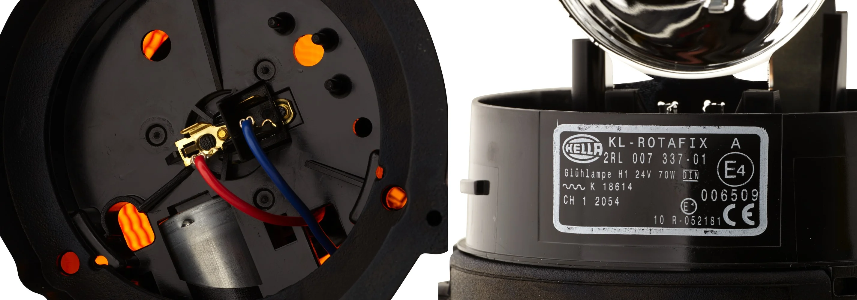 HELLA - 2RL 007 337-011 - Halogen-Rundumkennleuchte, KL Rotafix, 24V, gelb (amber)