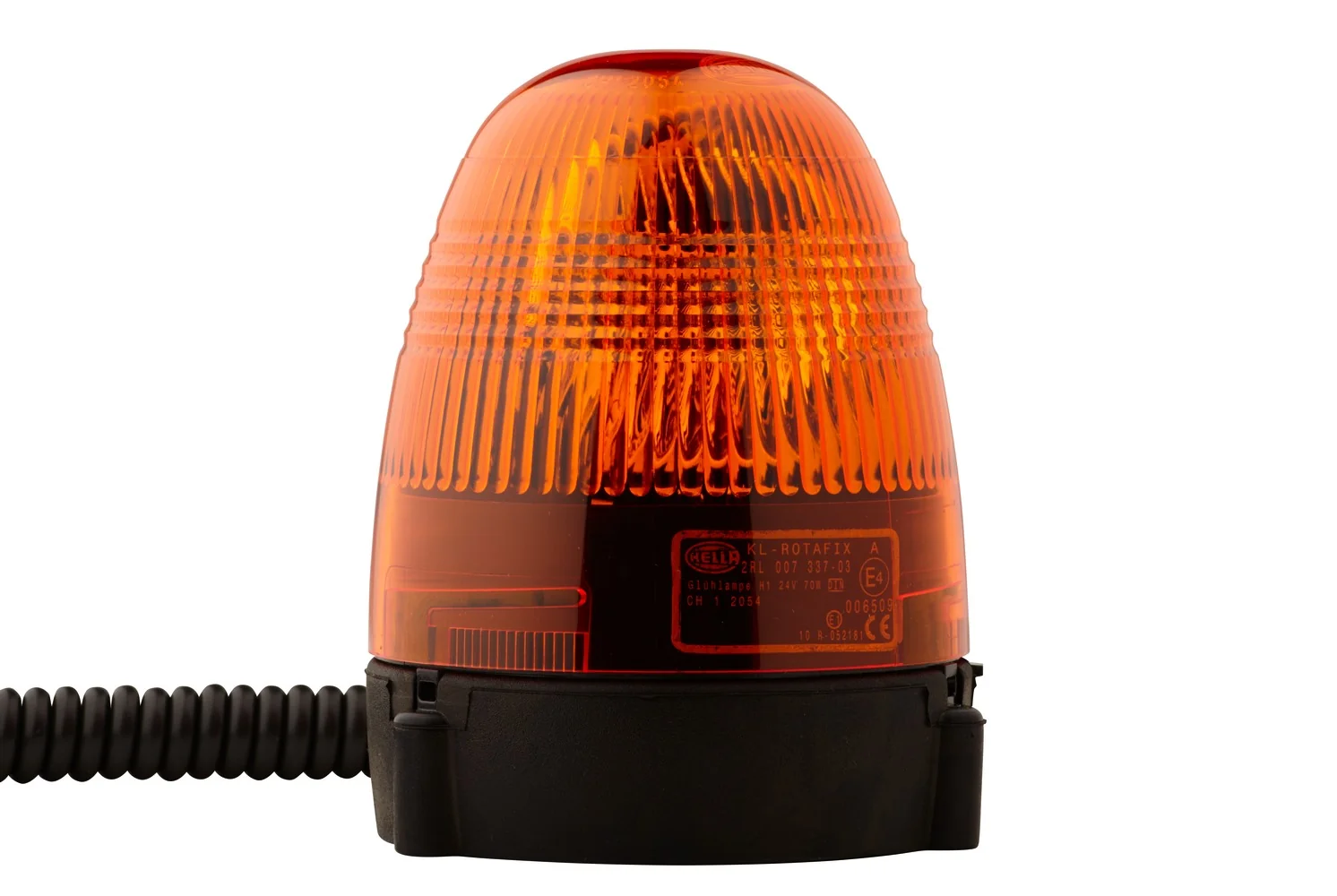 HELLA - 2RL 007 337-031 - Halogen-Rundumkennleuchte, KL Rotafix, 24V, gelb (amber)