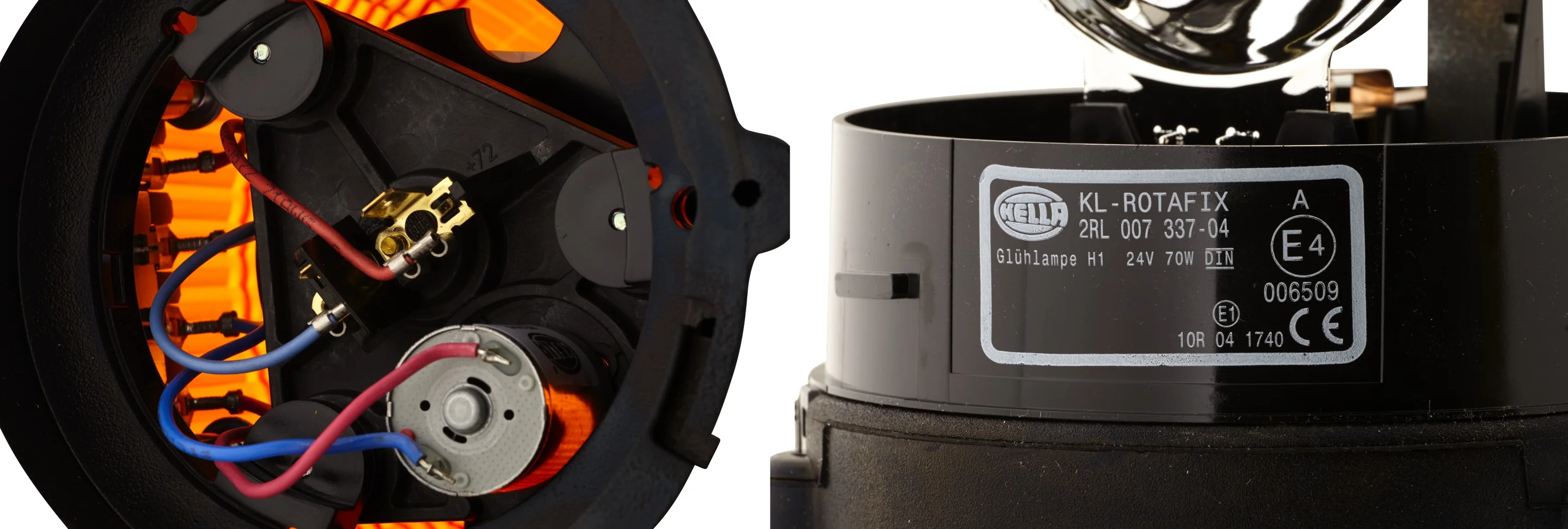HELLA - 2RL 007 337-041 - Halogen-Rundumkennleuchte, KL Rotafix, 12/24V, gelb (amber)