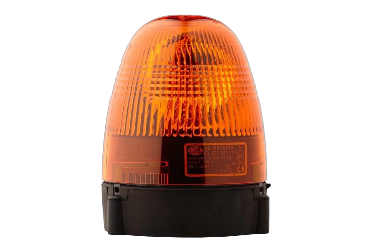 HELLA - 2RL 007 337-057 - Halogen-Rundumkennleuchte, KL Rotafix, 24V, gelb (amber)