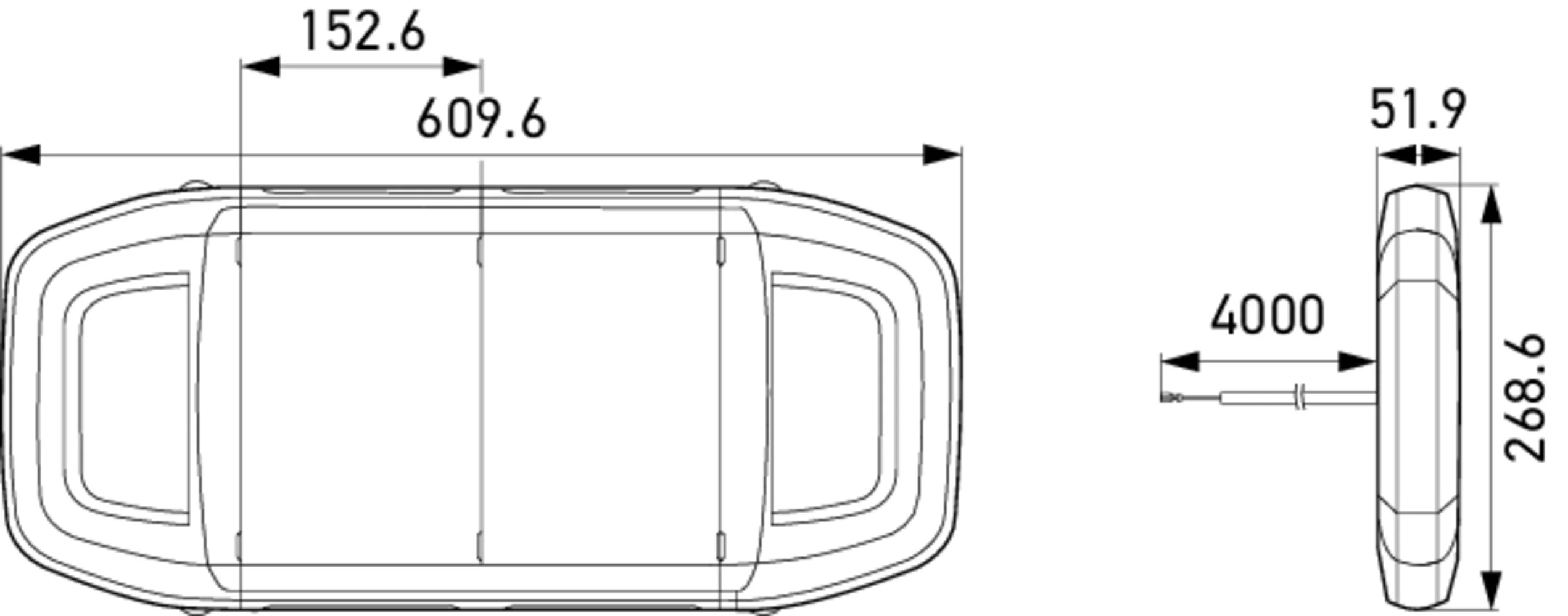 HELLA - 2RL 014 567-071 - LED-Signalsystem, Einsatzfahrzeug Modular Lightbar, 12/24V, 609mm, gelb (ambe