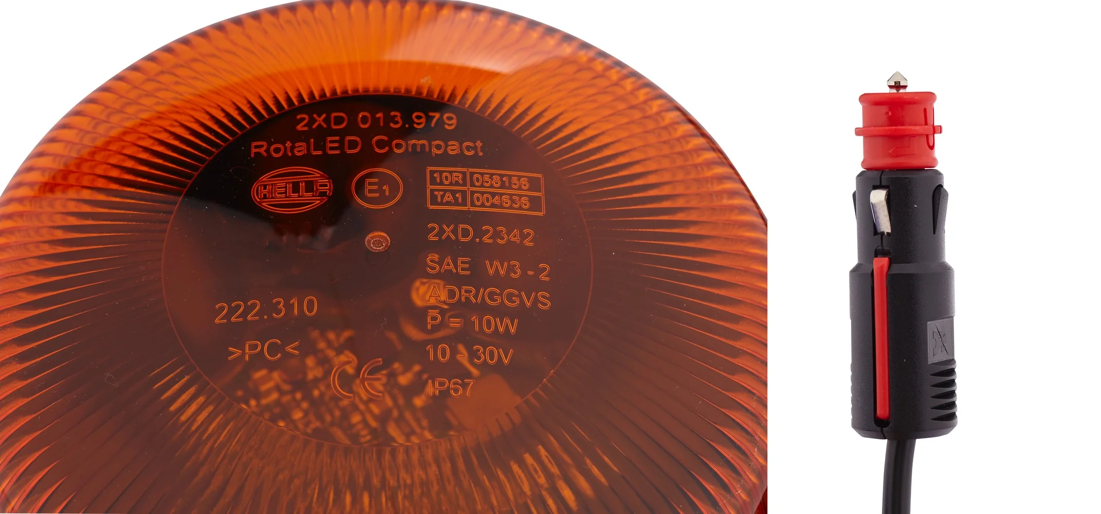 HELLA - 2XD 013 979-021 - LED-Blitz-Kennleuchte, RotaLED Compact, 12/24V, gelb (amber)
