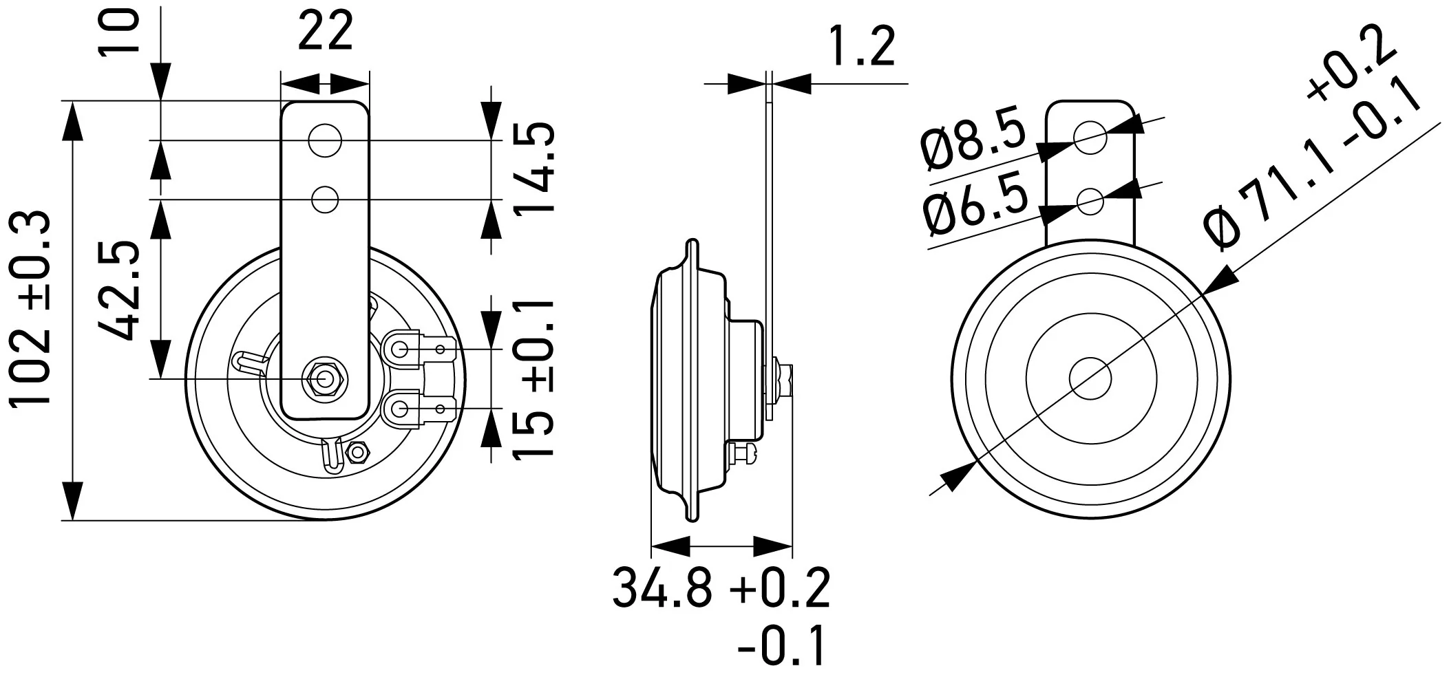 HELLA - 3AL 012 588-011 - Horn, HELLA ESSENTIAL HORN S70 SET, 12V, 108dB(A), Tiefton/Hochton, Menge: