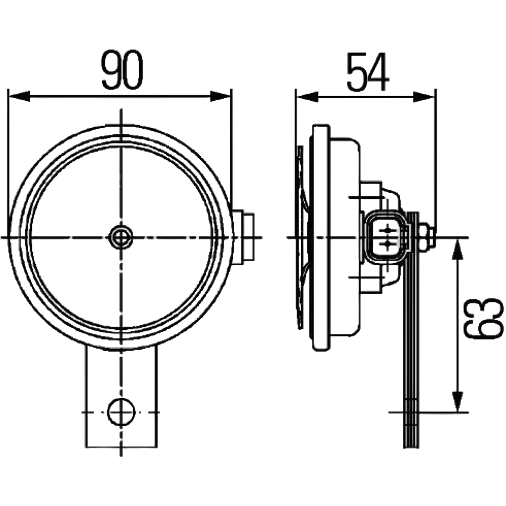 HELLA - 3AL 922 200-761 - Horn, S90, 12V, 113dB(A), Tiefton, Menge: 1