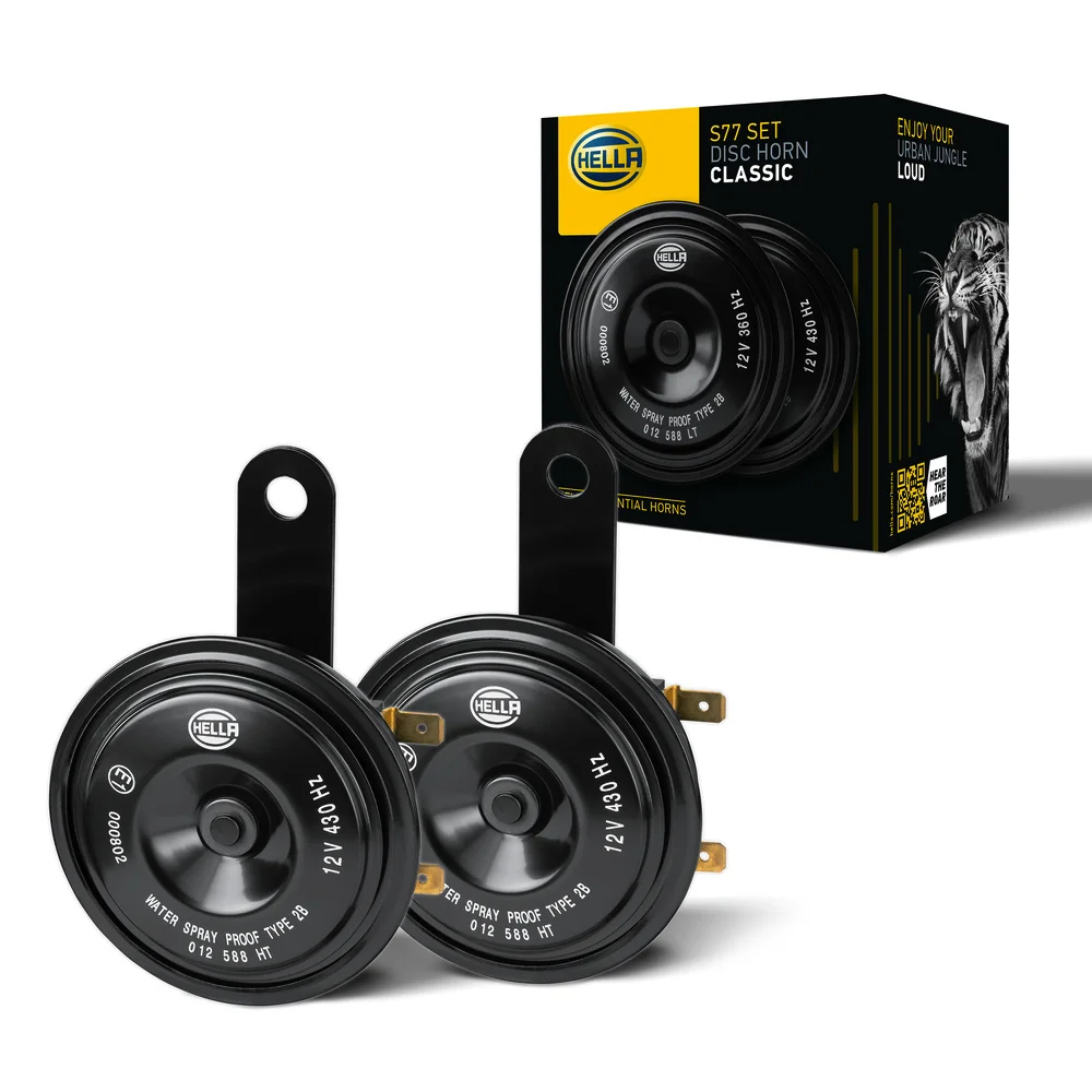 HELLA - 3AM 012 588-151 - Horn, HELLA ESSENTIAL HORN S77 SET, 12V, 110dB(A), Tiefton/Hochton, Menge: