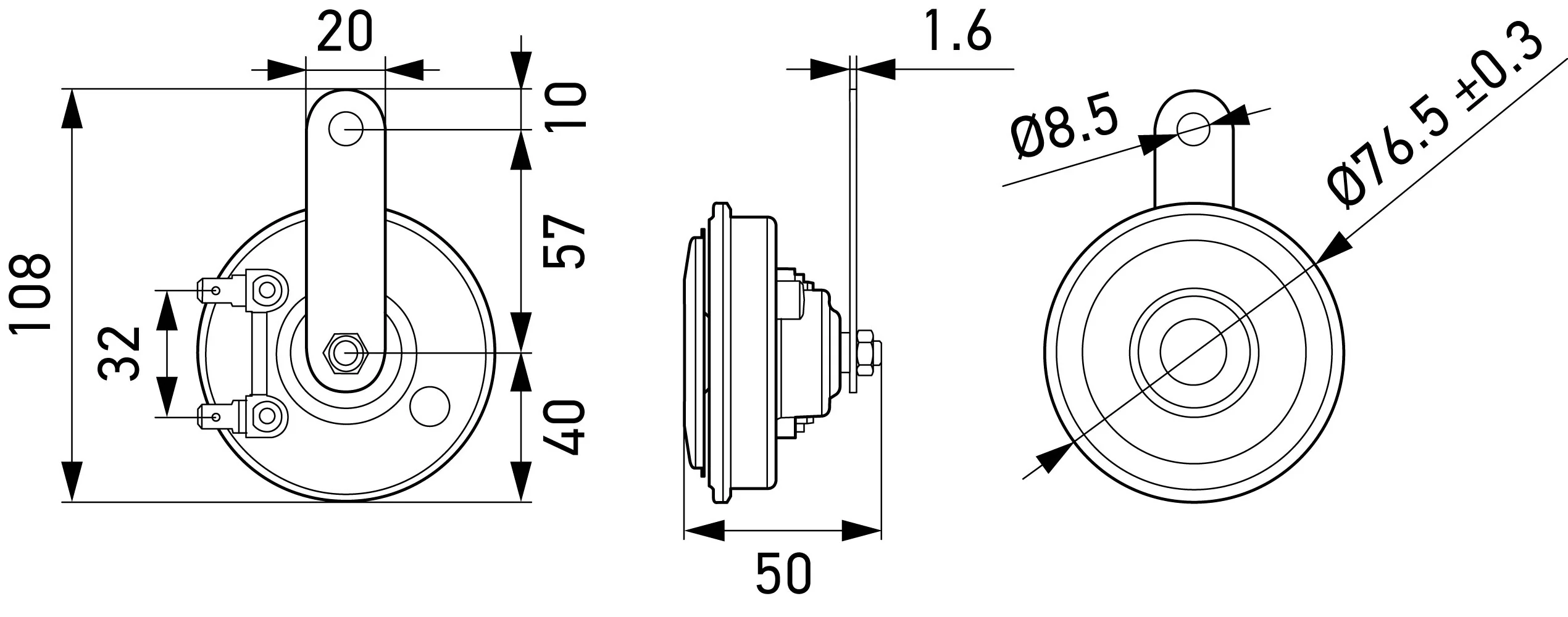 HELLA - 3AM 012 588-151 - Horn, HELLA ESSENTIAL HORN S77 SET, 12V, 110dB(A), Tiefton/Hochton, Menge: