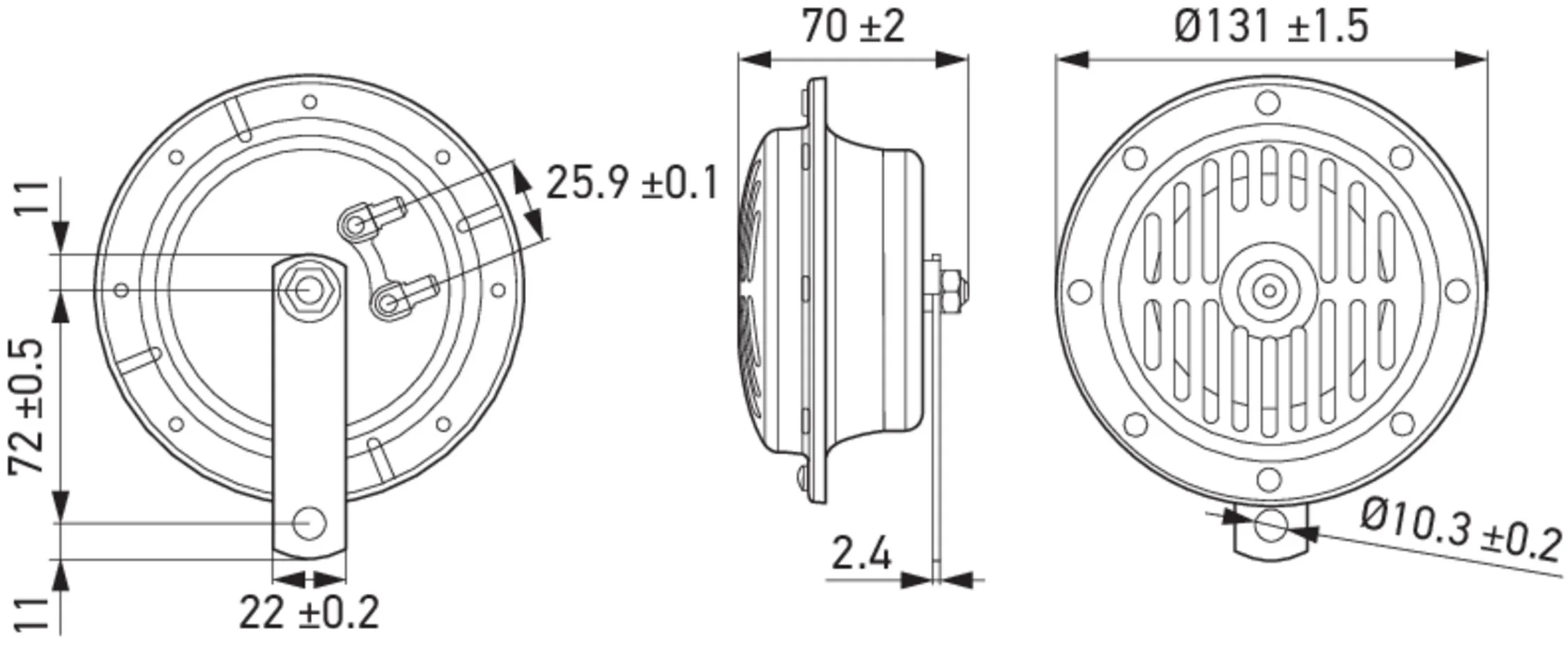 HELLA - 3CB 004 811-042 - Horn, HELLA HEAVY DUTY HORN DL50 SET, 12V, 114dB(A), Tiefton/Hochton, Menge