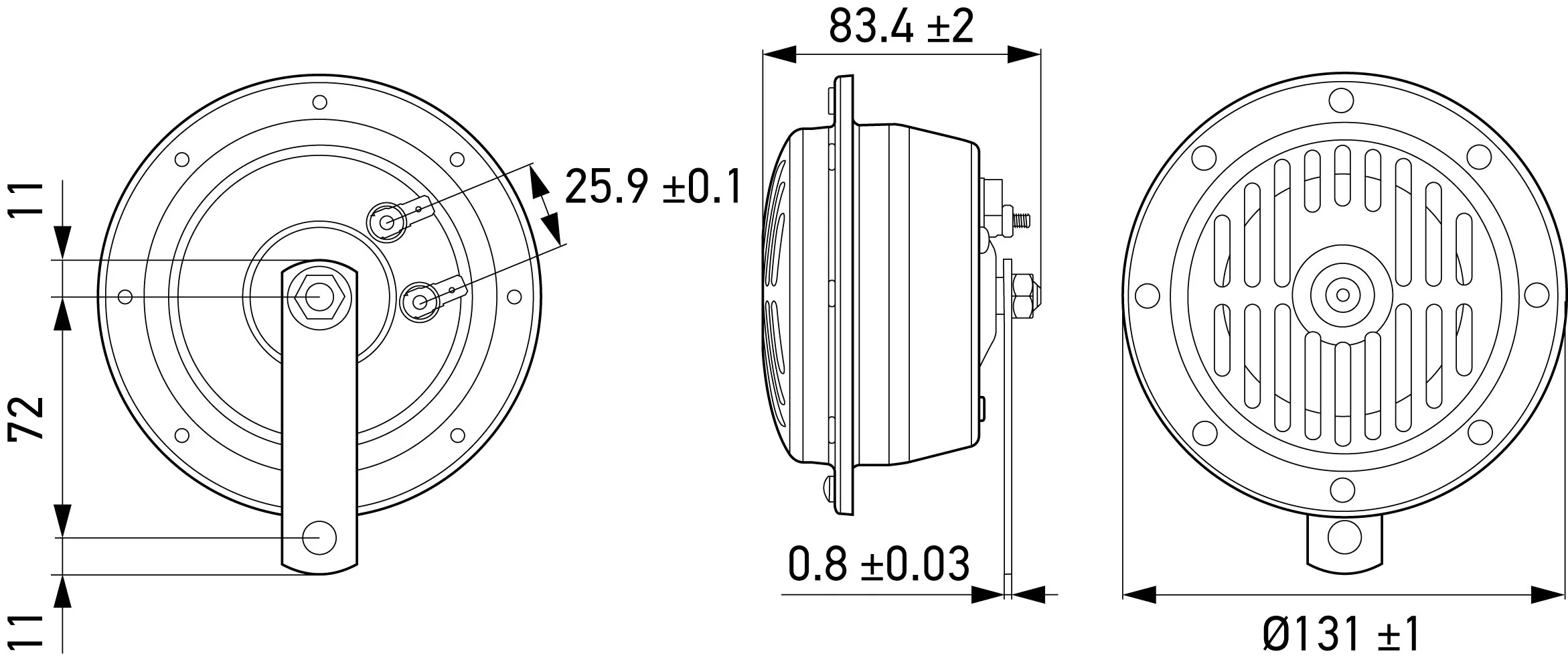 HELLA - 3CB 004 811-091 - Horn, HELLA PERFORMANCE HORN S130 SET, 12V, 114dB(A), Tiefton/Hochton, Meng