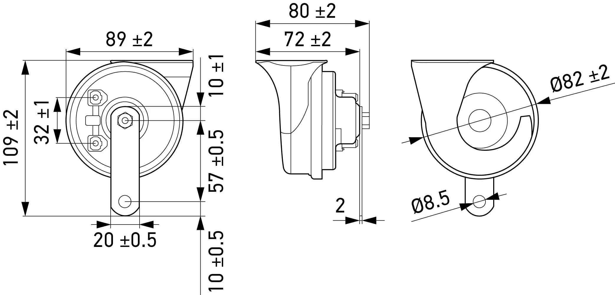HELLA - 3FH 007 424-801 - Fanfare, HELLA STYLE HORN TE24 SET, 12V, 110dB(A), Tiefton/Hochton, Menge: