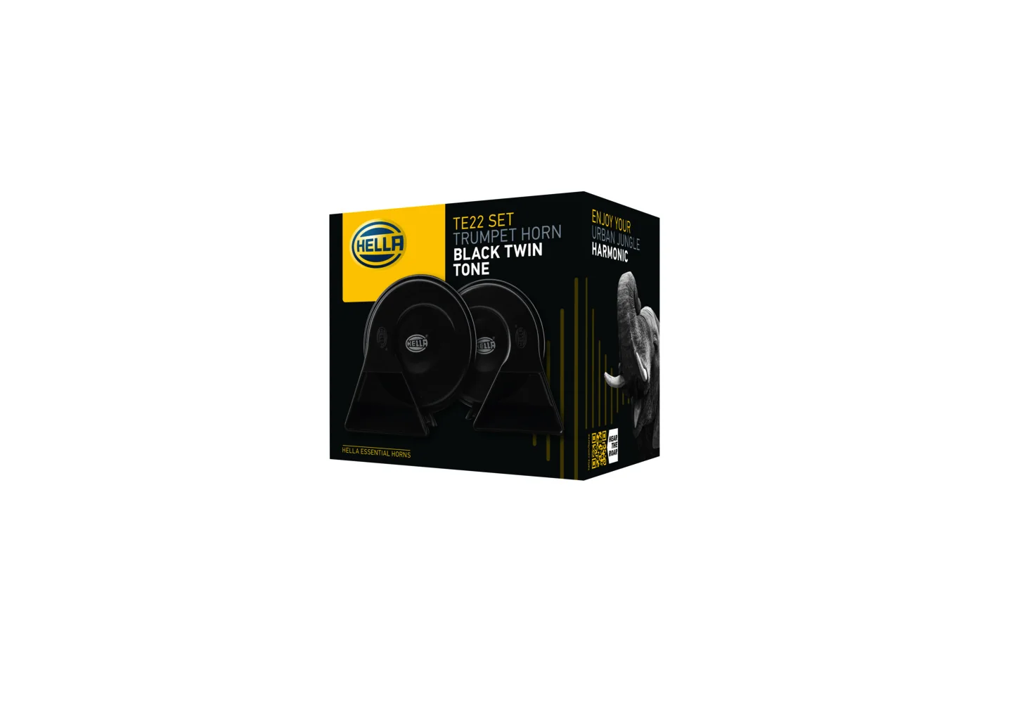 HELLA - 3FH 007 728-831 - Fanfare, HELLA ESSENTIAL HORN TE22 SET, 12V, 110dB(A), Hochton/Tiefton, Men