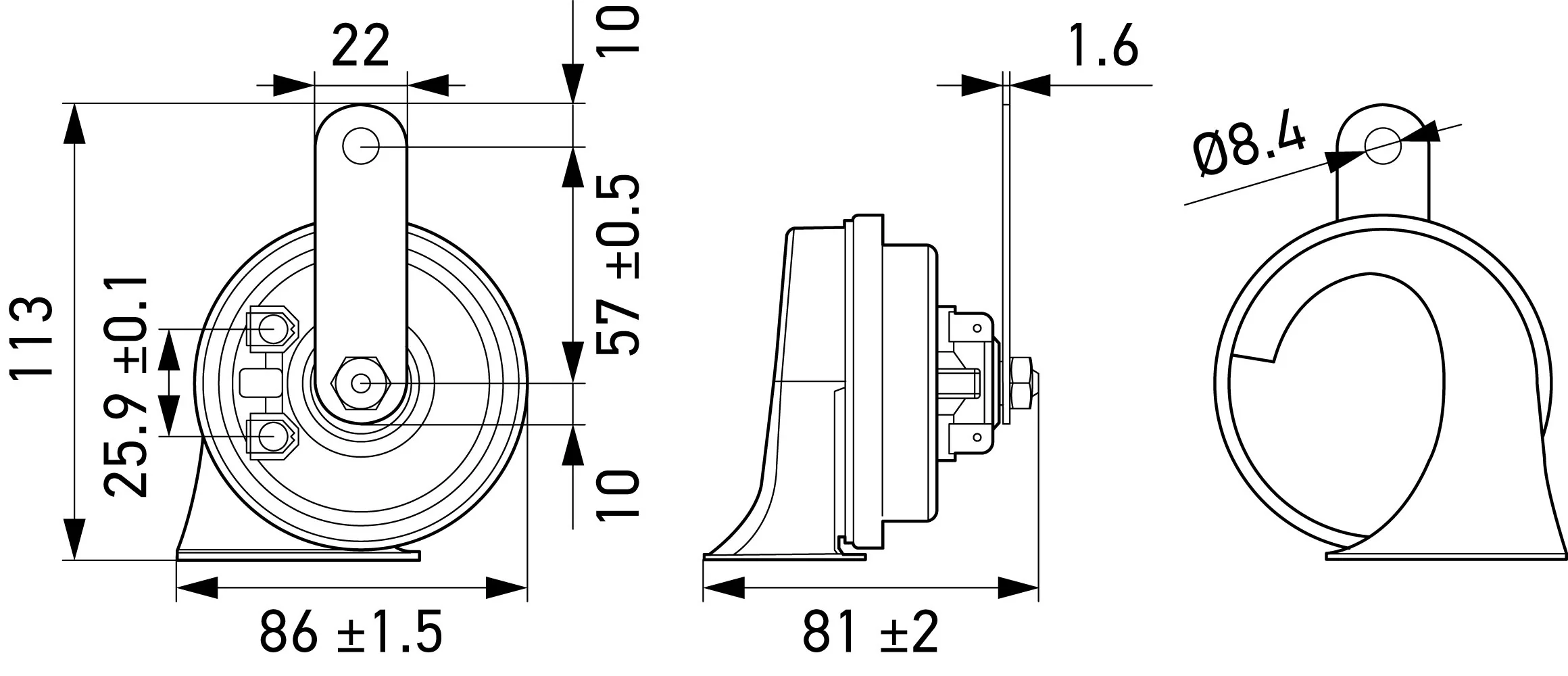 HELLA - 3FH 011 225-831 - Fanfare, HELLA ESSENTIAL HORN TE20 SET, 12V, 110dB(A), Hochton/Tiefton, Men