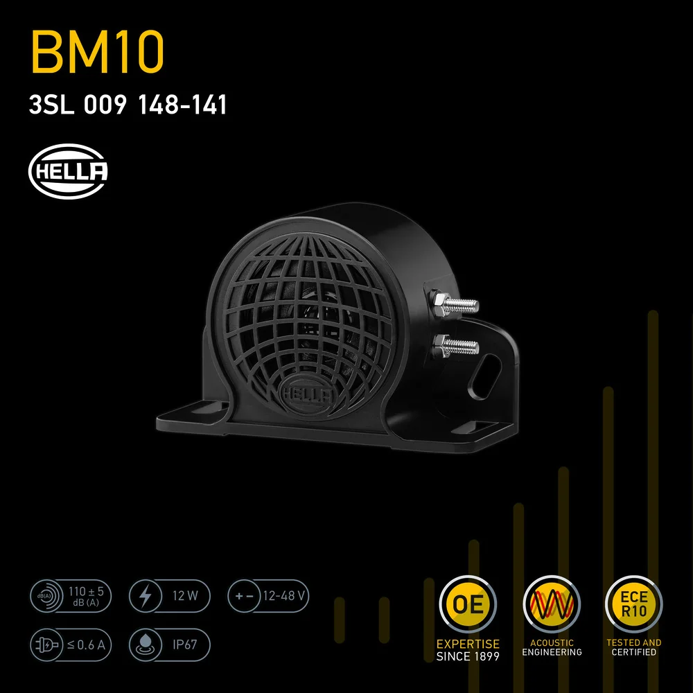 HELLA - 3SL 009 148-141 - Rückfahrwarner BM10, 110dB(A), Starkton, Menge: 1
