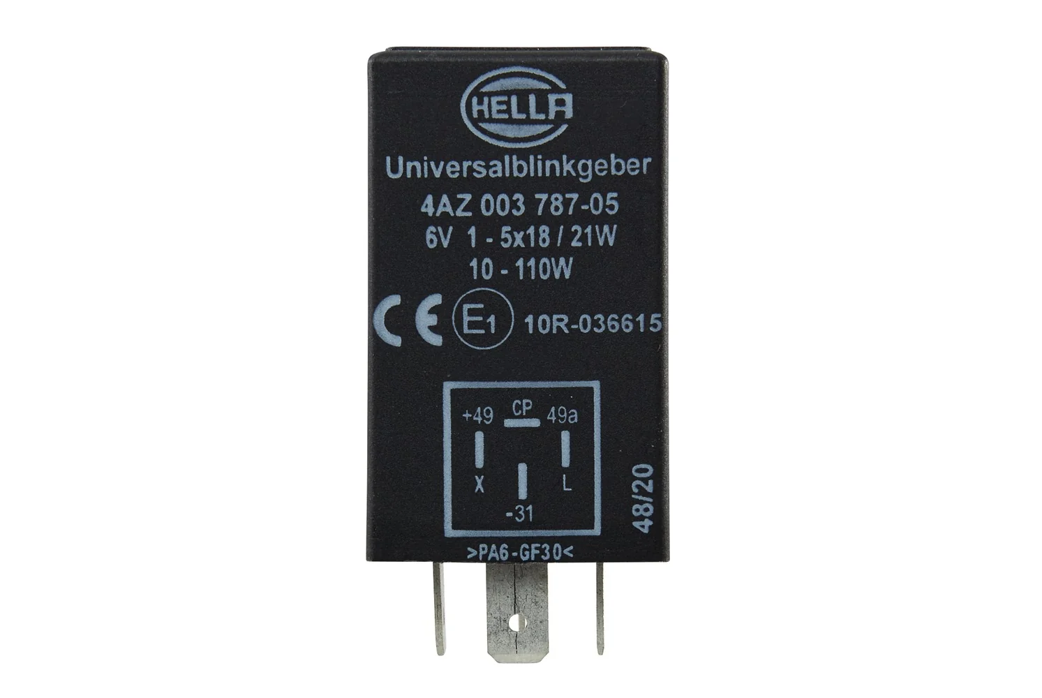 HELLA - 4AZ 003 787-051 - Blinkgeber, 6V, 4-polig