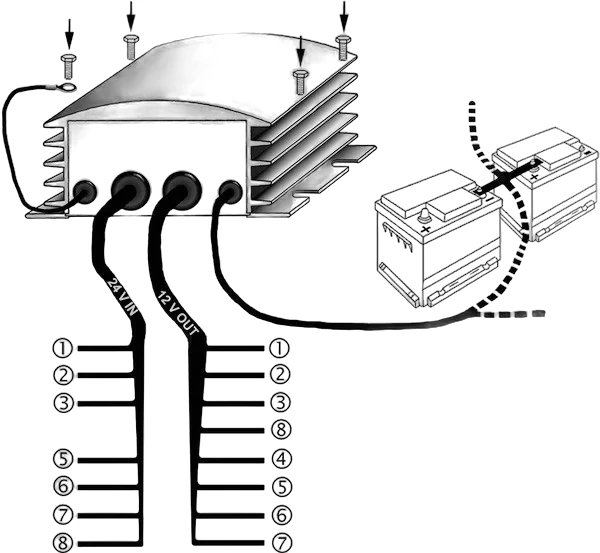 HELLA - 5DS 008 125-001 - Spannungswandler, Eingangsspannung: 24V, Ausgangsspannung: 12V, inkl. zusätzl