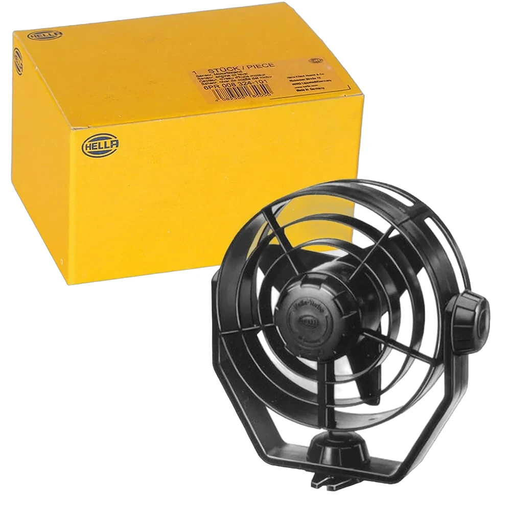 HELLA - 8EV 003 361-001 - Ventilator, Turbo, 12V, 6.5W, schwarz, Kabel: 1400mm