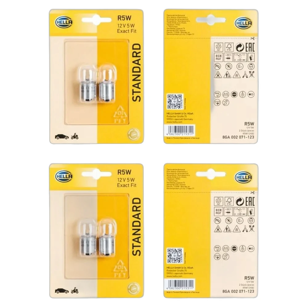 HELLA - 8GA 002 071-123 - Glühlampe, R5W, Standard, 12V, 5W, Menge: 2