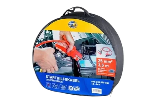 HELLA - 8KS 236 689-001 - Starthilfekabel, 12/24V, 350A, 3.5m, mit Überspannungsschutz/mit Aufbewahrun