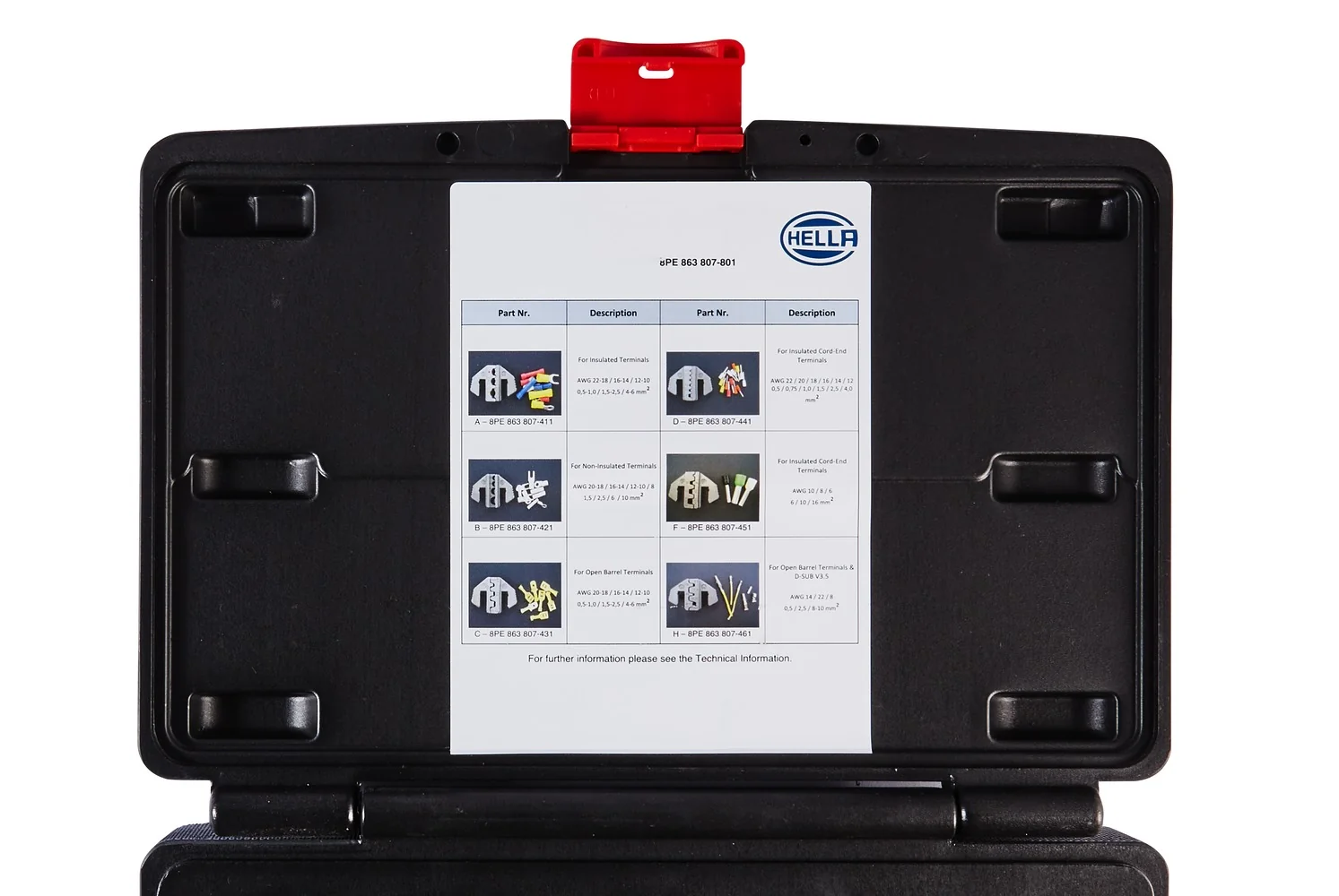 HELLA - 8PE 863 807-801 - Crimpzangeneinsatz-Set, Kunststoff, Material Werkzeuggriff: Kunststoff, schwa