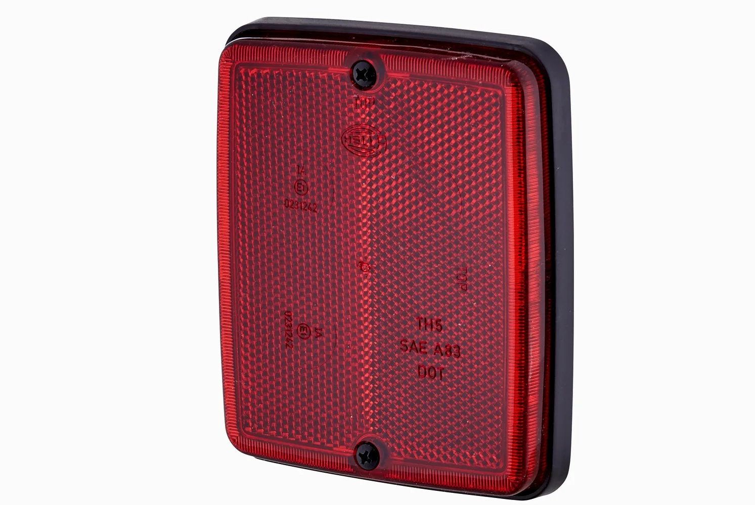 HELLA - 8RA 003 660-007 - Rückstrahler, Lichtscheibenfarbe: rot, rechteckig, Anbau/Schraubanschluss