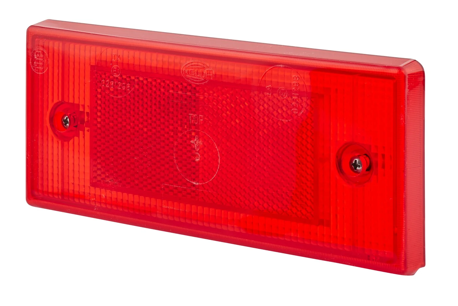 HELLA - 8RA 003 734-101 - Rückstrahler, Lichtscheibenfarbe: rot, rechteckig, Schraubanschluss/Anbau