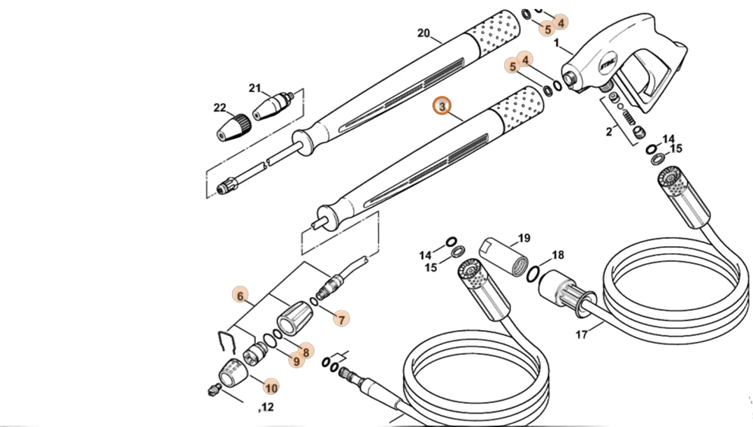 Stihl - 4925-500-0945 - Sprühlanze 840 mm, gebogen