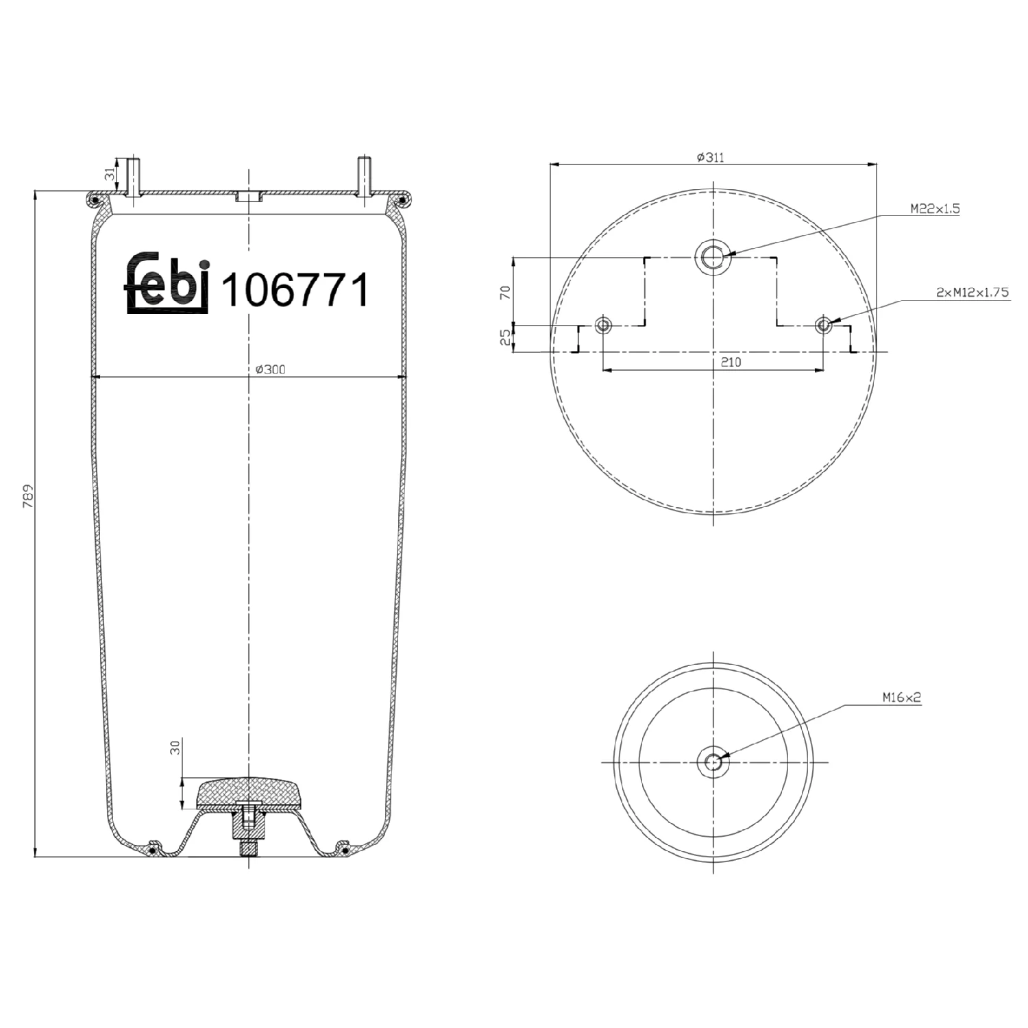 Febi Bilstein - 106771 - Luftfederbalg, ohne Kolben