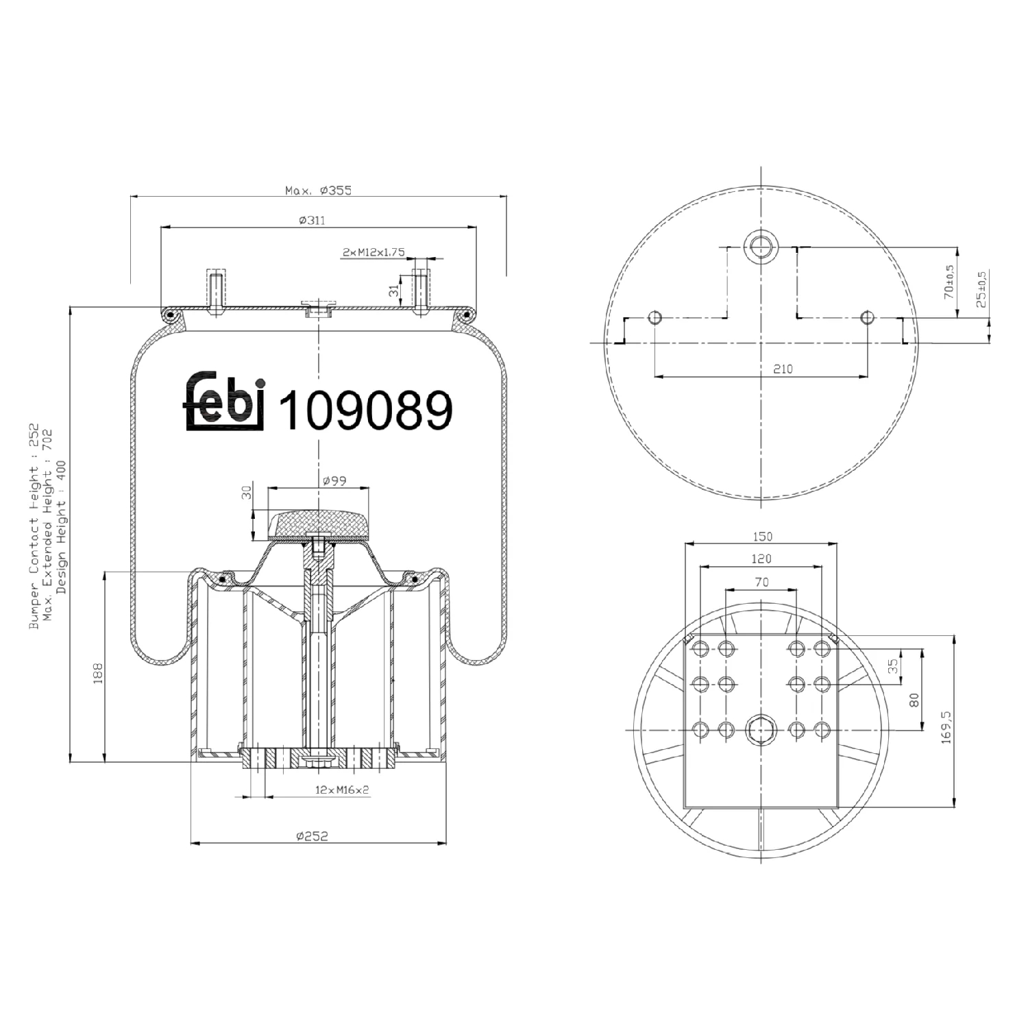 Febi Bilstein - 109089 - Luftfederbalg, mit Kunststoffkolben