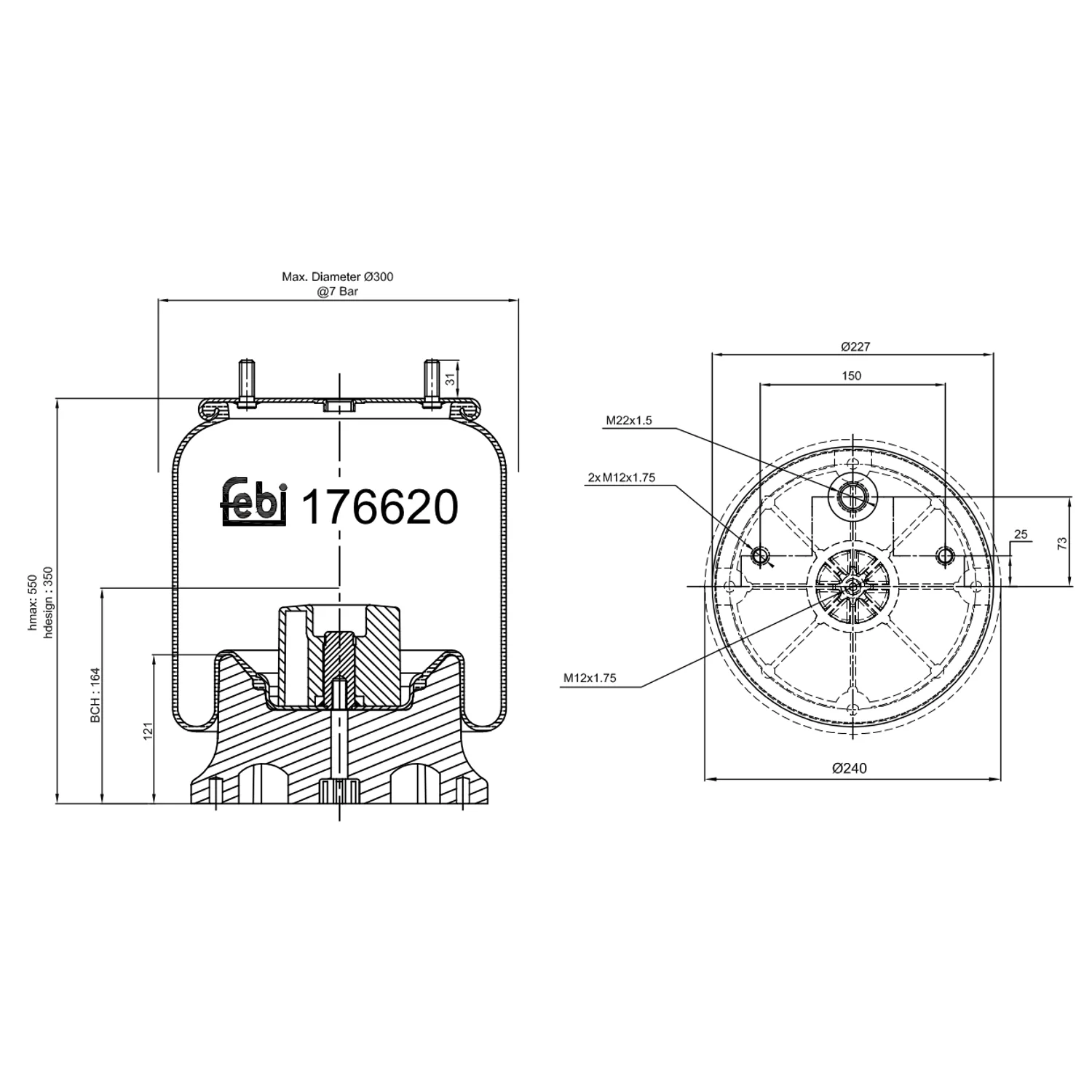 Febi Bilstein - 176620 - Luftfederbalg, mit Kunststoffkolben