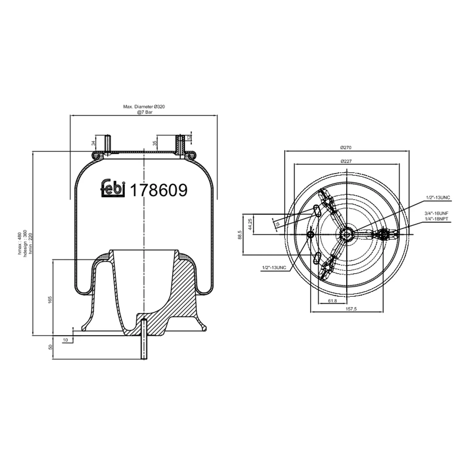 Febi Bilstein - 178609 - Luftfederbalg, mit Aluminiumkolben