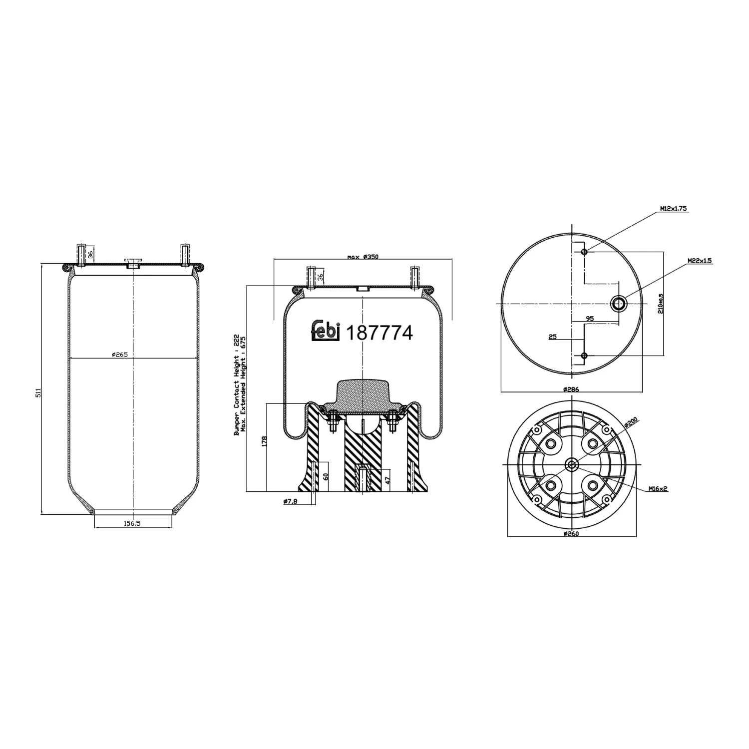 Febi Bilstein - 187774 - Luftfederbalg, mit Kunststoffkolben