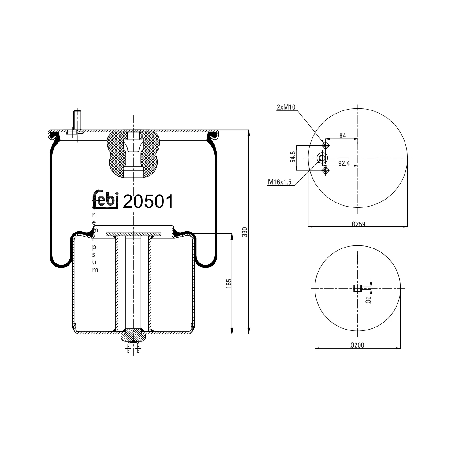 Febi Bilstein - 20501 - Luftfederbalg, mit Stahlkolben