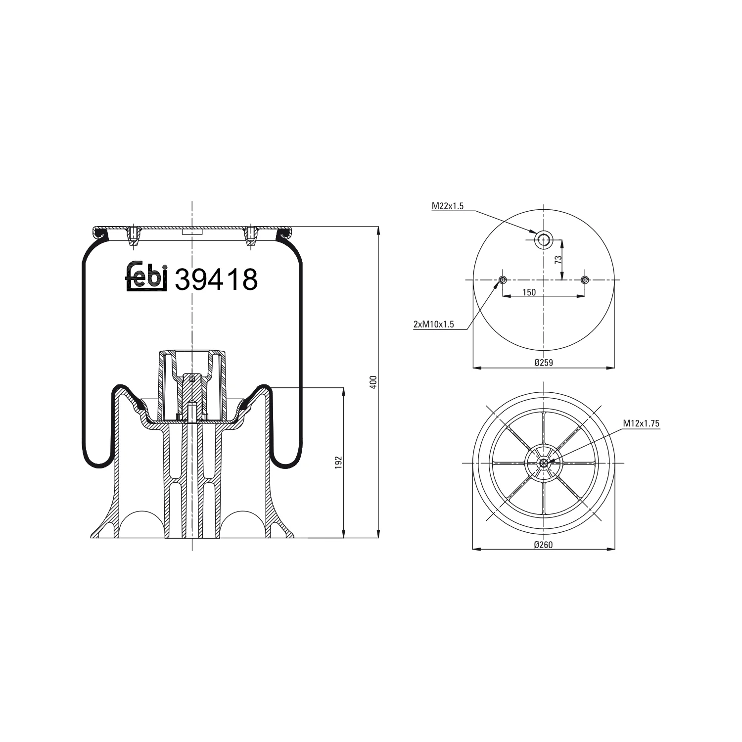 Febi Bilstein - 39418 - Luftfederbalg, mit Kunststoffkolben