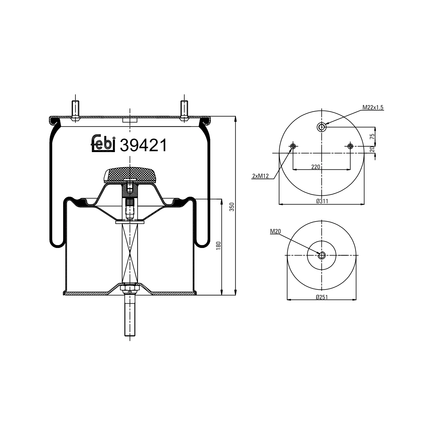 Febi Bilstein - 39421 - Luftfederbalg, mit Stahlkolben und Kolbenstange