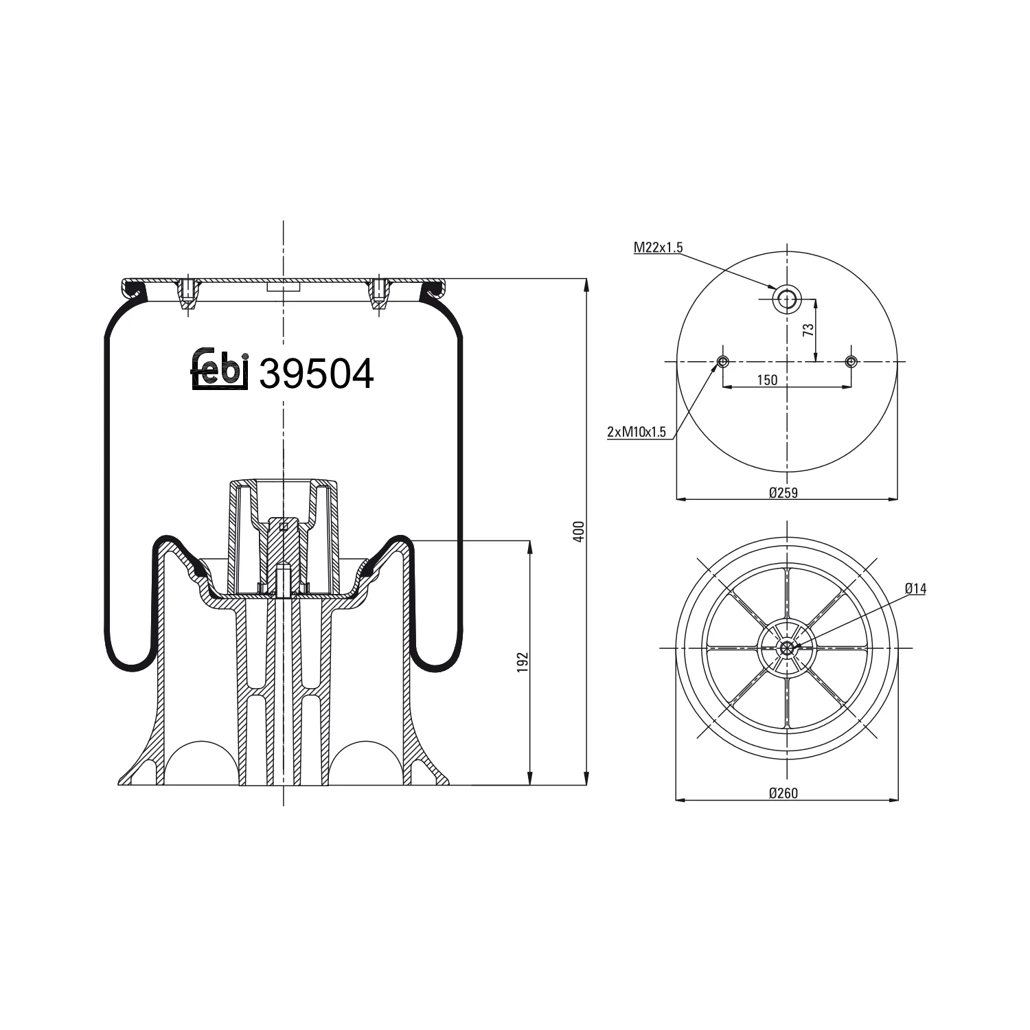 Febi Bilstein - 39504 - Luftfederbalg, mit Kunststoffkolben