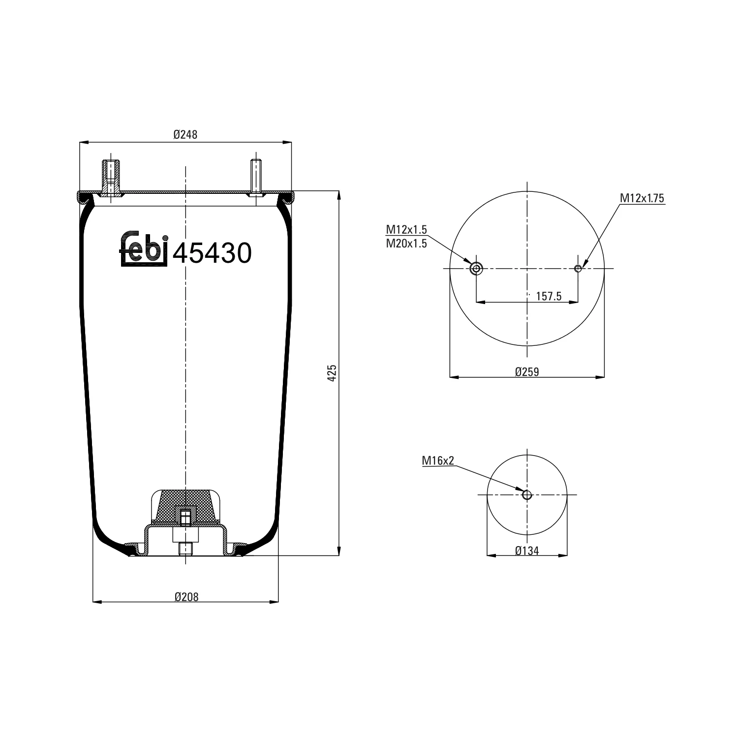 Febi Bilstein - 45430 - Luftfederbalg, ohne Kolben