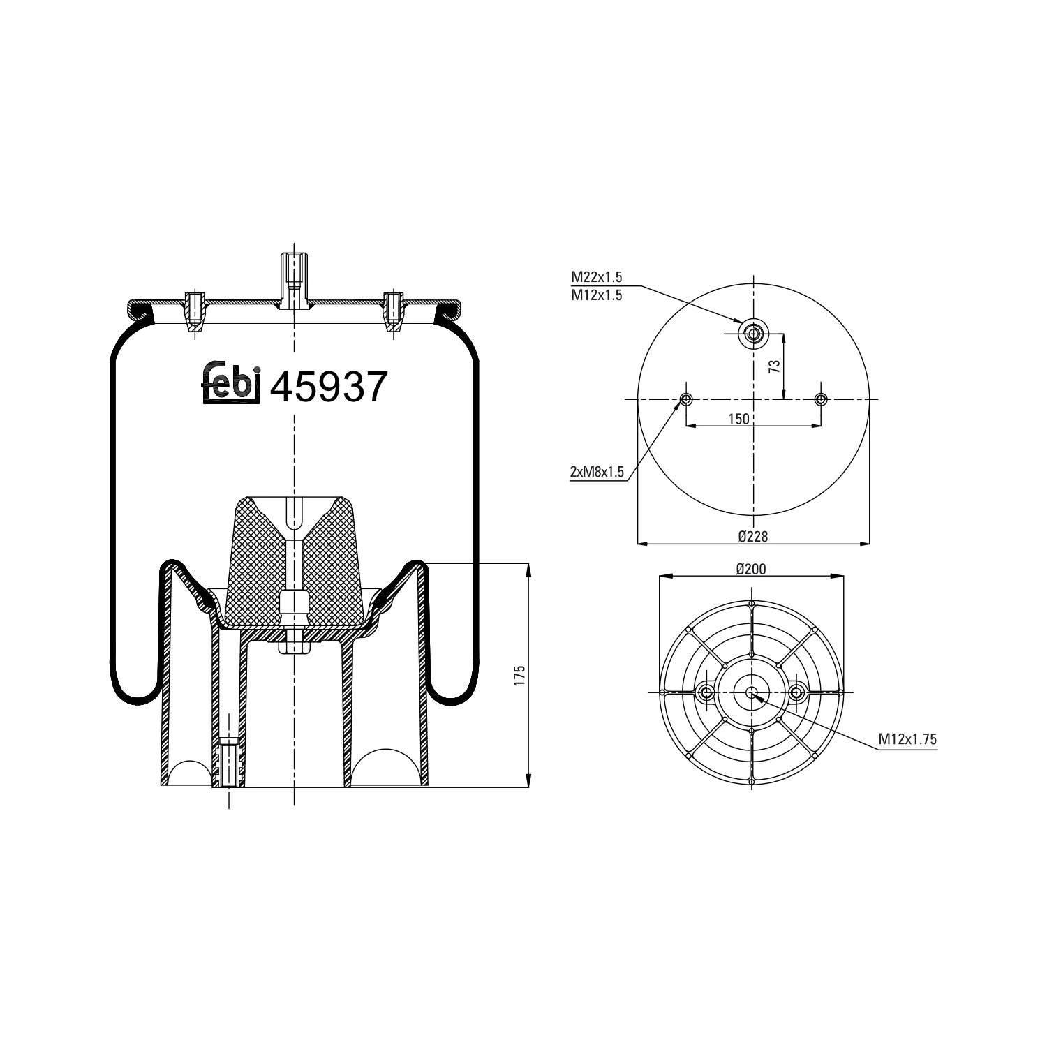 Febi Bilstein - 45937 - Luftfederbalg, mit Kunststoffkolben