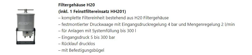 Ecofil - H20 - Filtergehäuse