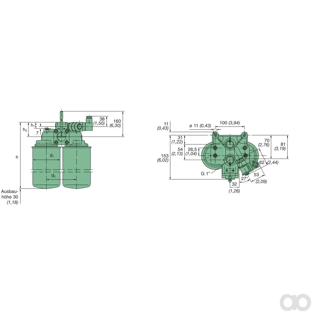 Elsaesser - 67 506 82 166 - Leitungsfilter WA, umschaltbar, 25 bar