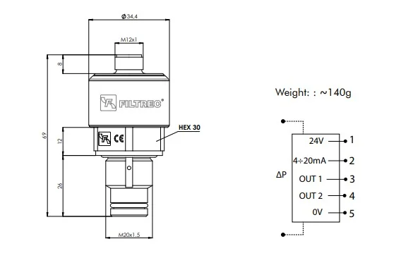 Filtrec - EAF8 - Elektronischer Differenzdrucktransmitter