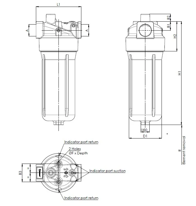 Filtrec - F035DMD0014000B0BB6Y000S0 - Leitungsfiltergehäuse