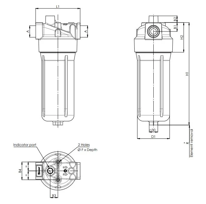 Filtrec - F040DMD0045000BB6DW000S0 - Leitungsfiltergehäuse (Druckfilter)