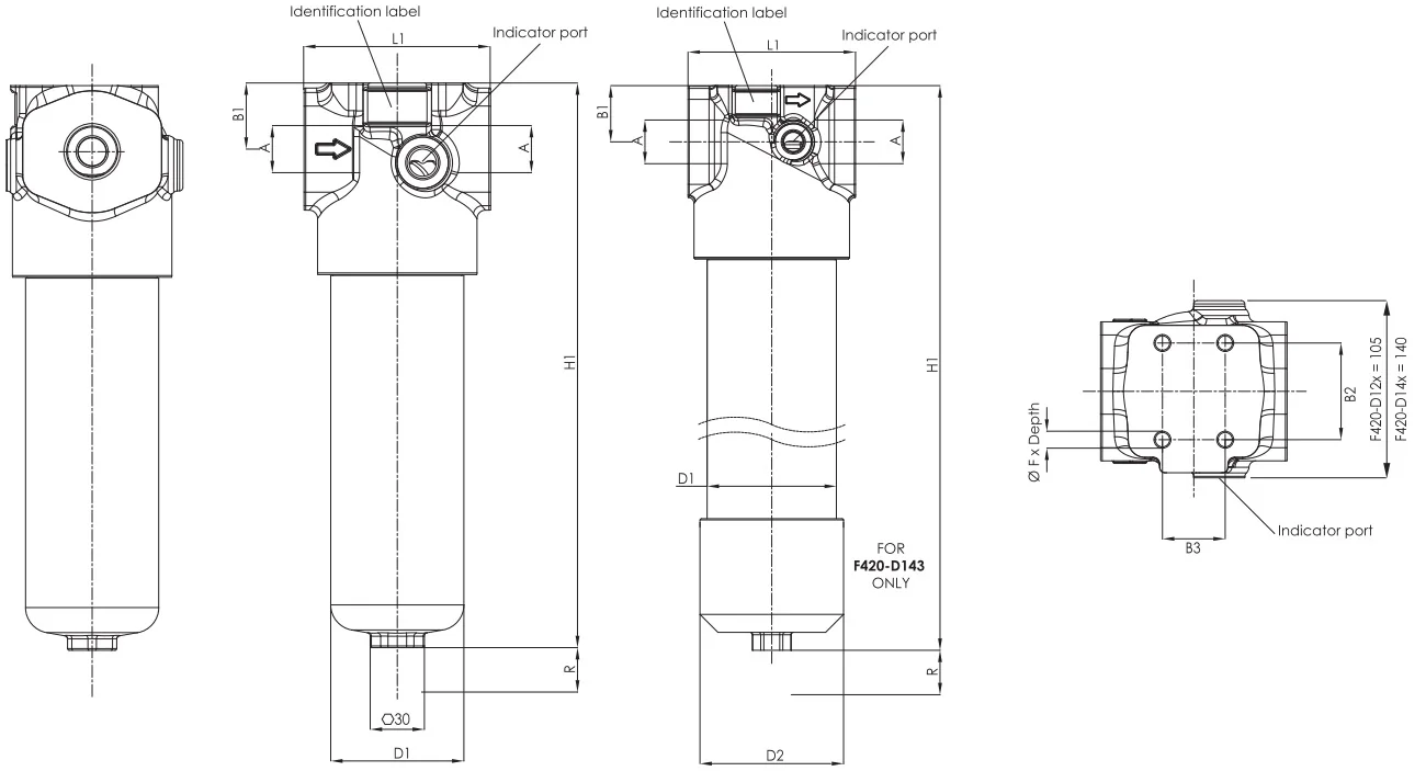 Filtrec - F420D130G10ABB4DT000 - Leitungsfilter (Druckfilter)